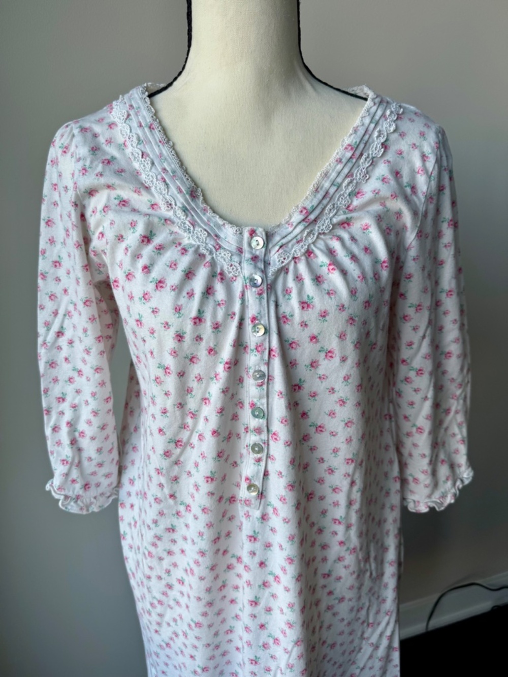 Eileen West long 100% cotton nightgown size S - Picture 2 of 5